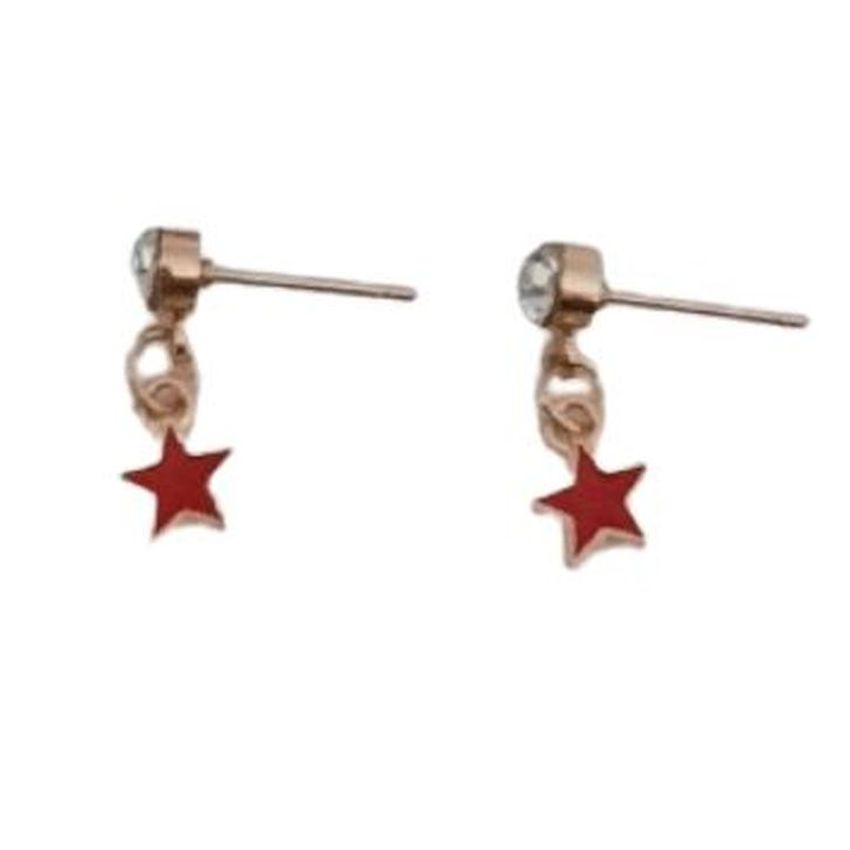 Fashion Jewellery Dangly Red Star Earrings