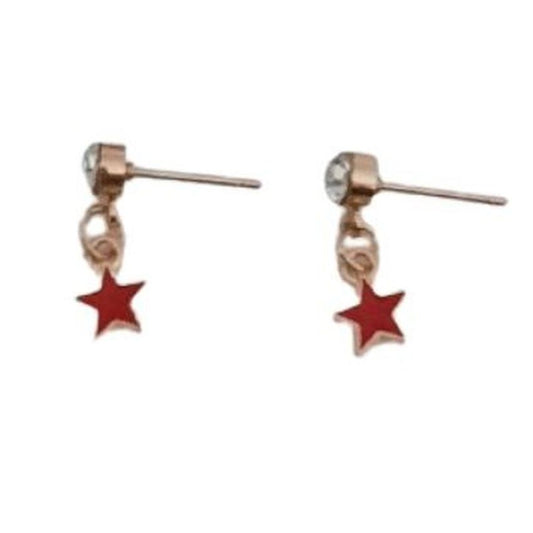 Fashion Jewellery Dangly Red Star Earrings
