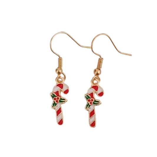 Fashion Jewellery Red And White Candy Cane Earrings