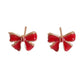 Fashion Jewellery Red Bow Stud Earrings