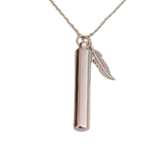 Feather And Long Barrel Cremation Ashes Locket