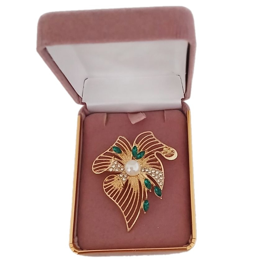 Filigree Brooch Set With Diamante Stones(2)