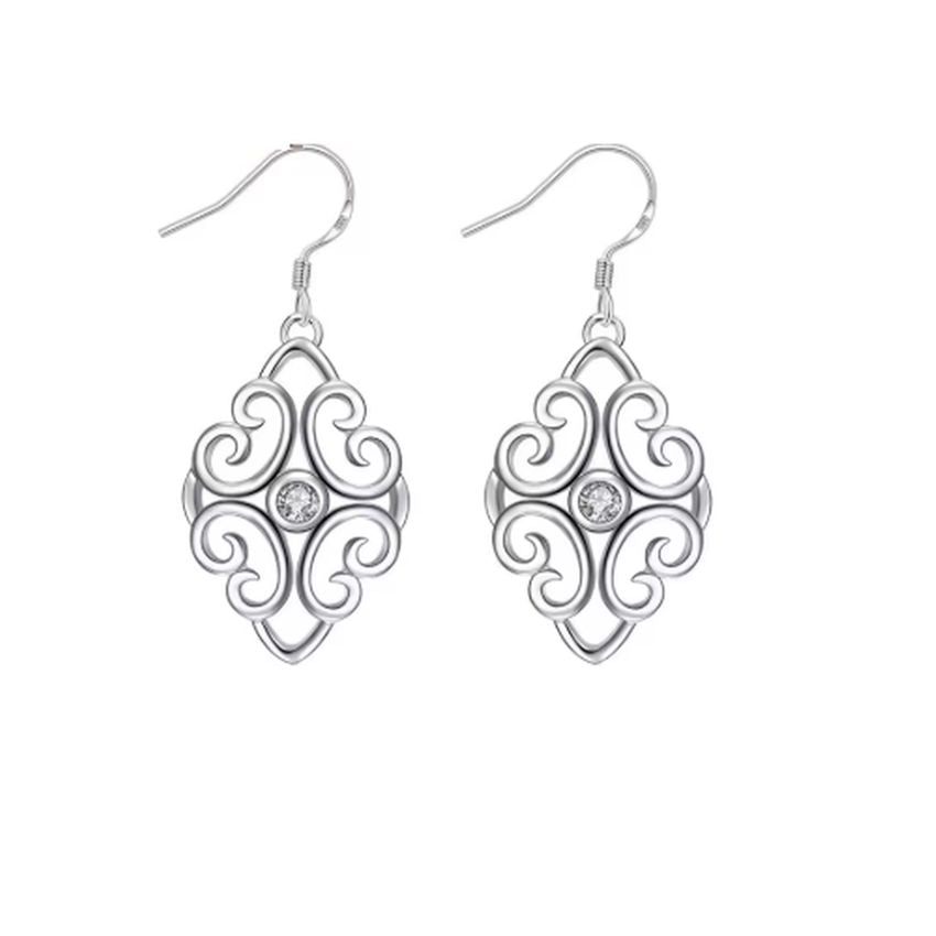 Filigree Design Cubic Zirconia Dangly Earrings
