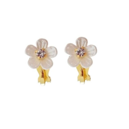 Five Petal Flower Clip On Earrings