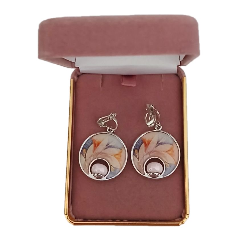 Floral Design Colour Clip On Earrings(2)
