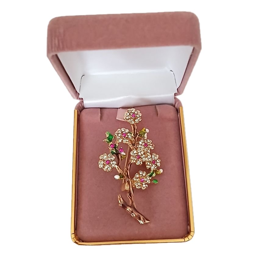 Flower Brooch Set With Diamante Stones(2)