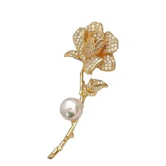 Diamante White Flower Ladies Fashion Brooch