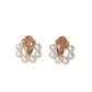 Flower Ring Pearl Clip On Earrings