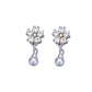 Flower With Pearl Silver Plated Earrings