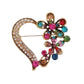 Flower And Heart  Diamante Brooch