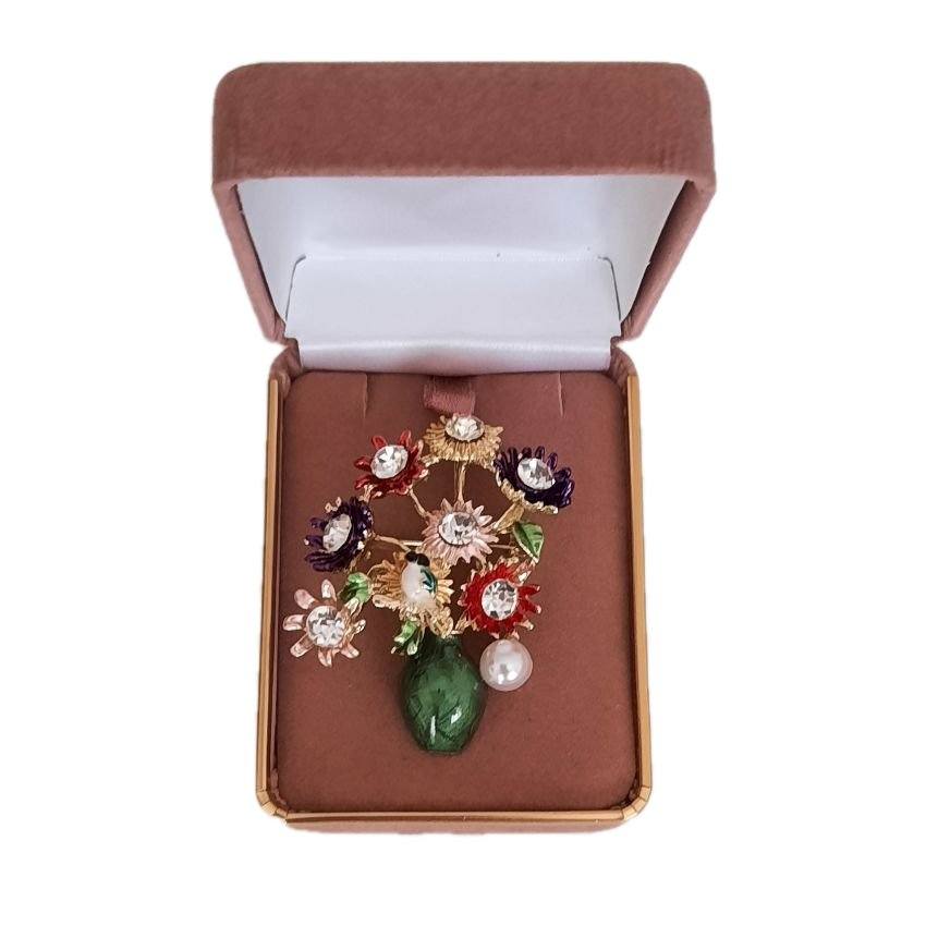 Flowers In A Vase Stone Brooch(2)