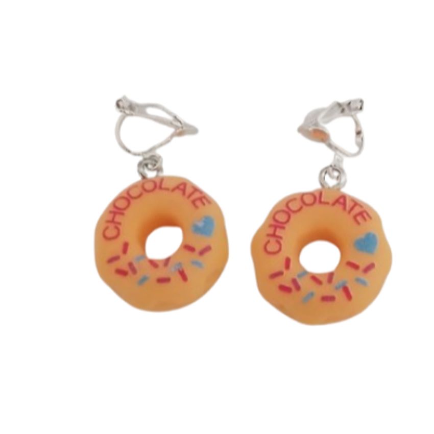 Fun Donut Clip On Earrings