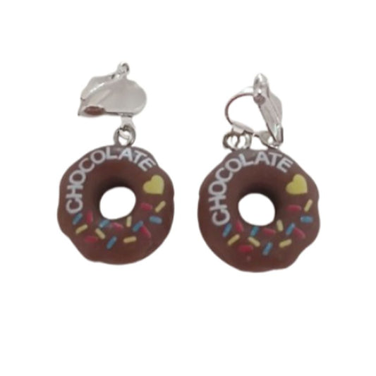 Fun Donut Clip On Earrings