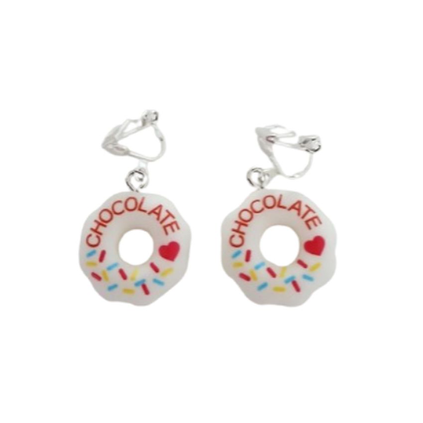 Fun Donut Clip On Earrings