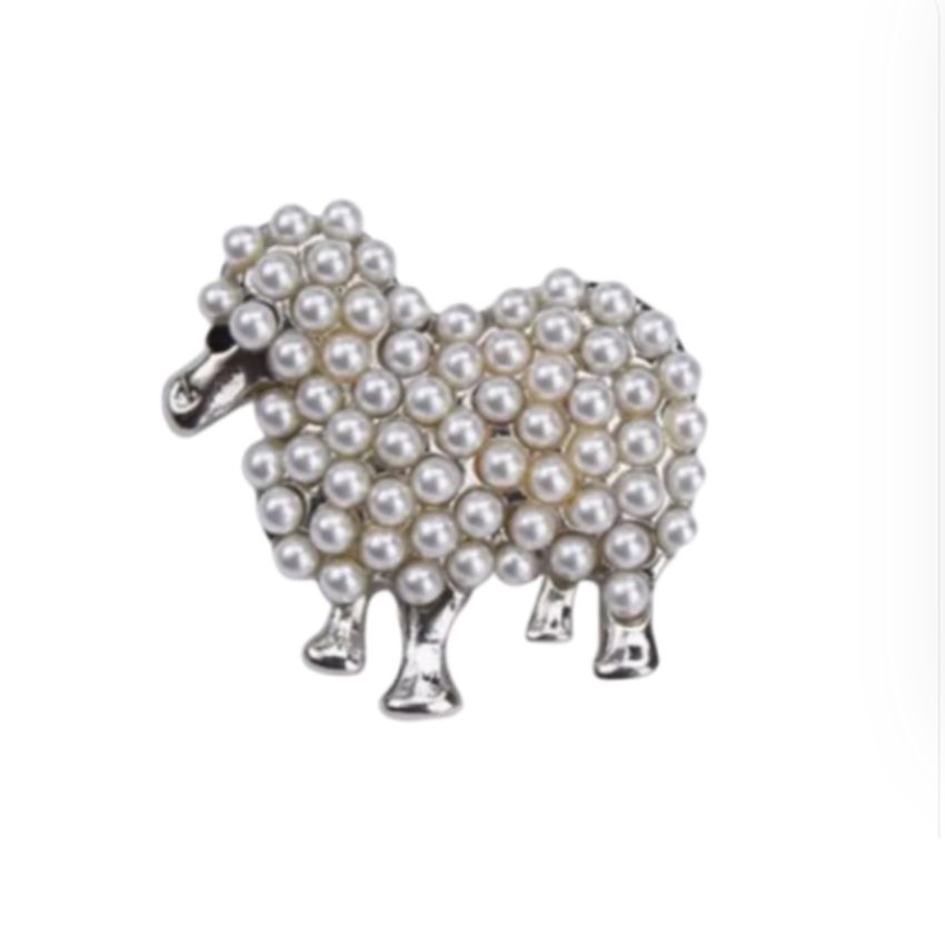 Fun Pearl Sheep Brooch