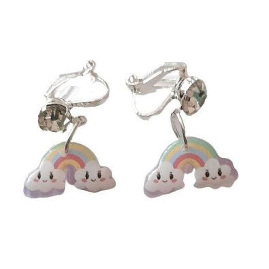 Fun Rainbow Clip On Earrings