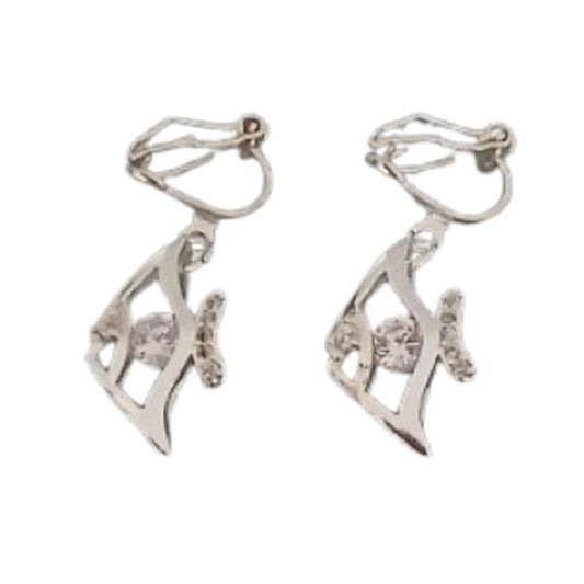 Fun Silver Fish Clip On Earrings