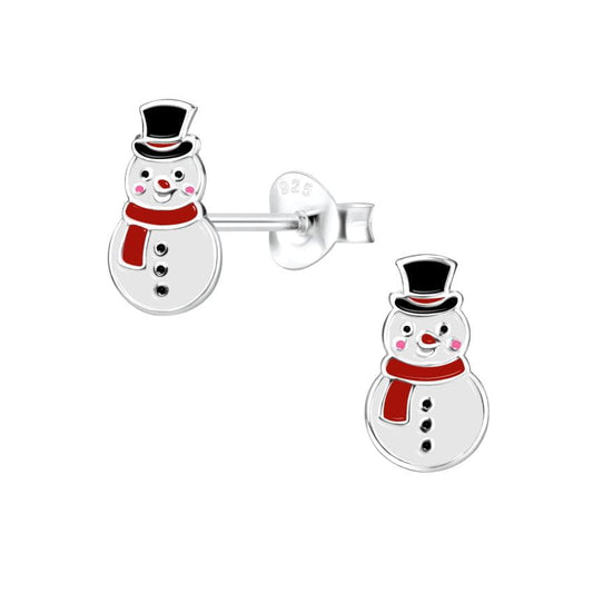 Fun Sterling Silver Kids Snowman Earrings