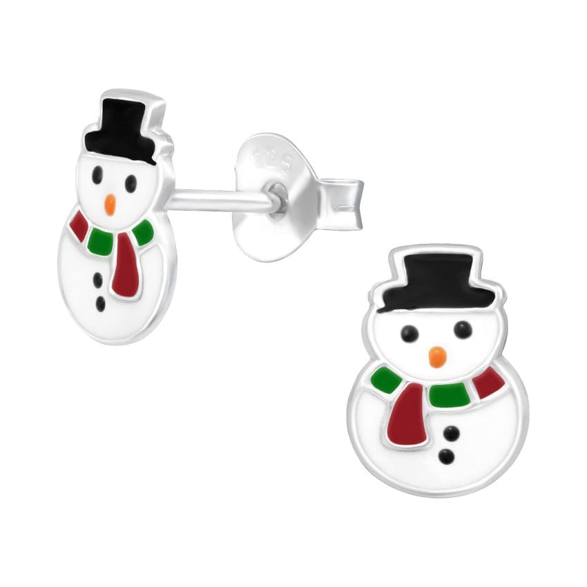 Fun Sterling Silver Kids Snowman Earrings