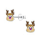 Funny Reindeer Sterling Silver Christmas Earrings