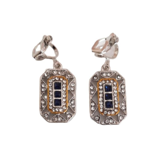 Geometric Vintage Design Diamante Clip On Earrings