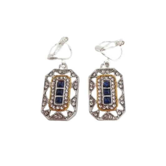 Geometric Vintage Design Diamante Clip On Earrings