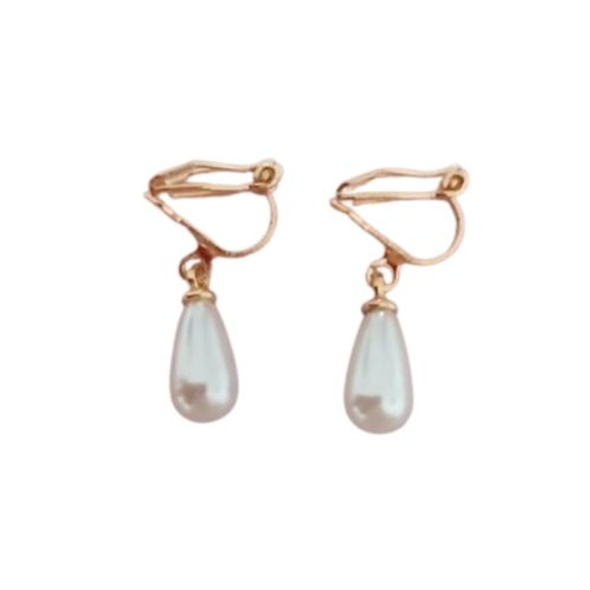 Gils Rose Gold Teardrop Pearl Clip On Earrings
