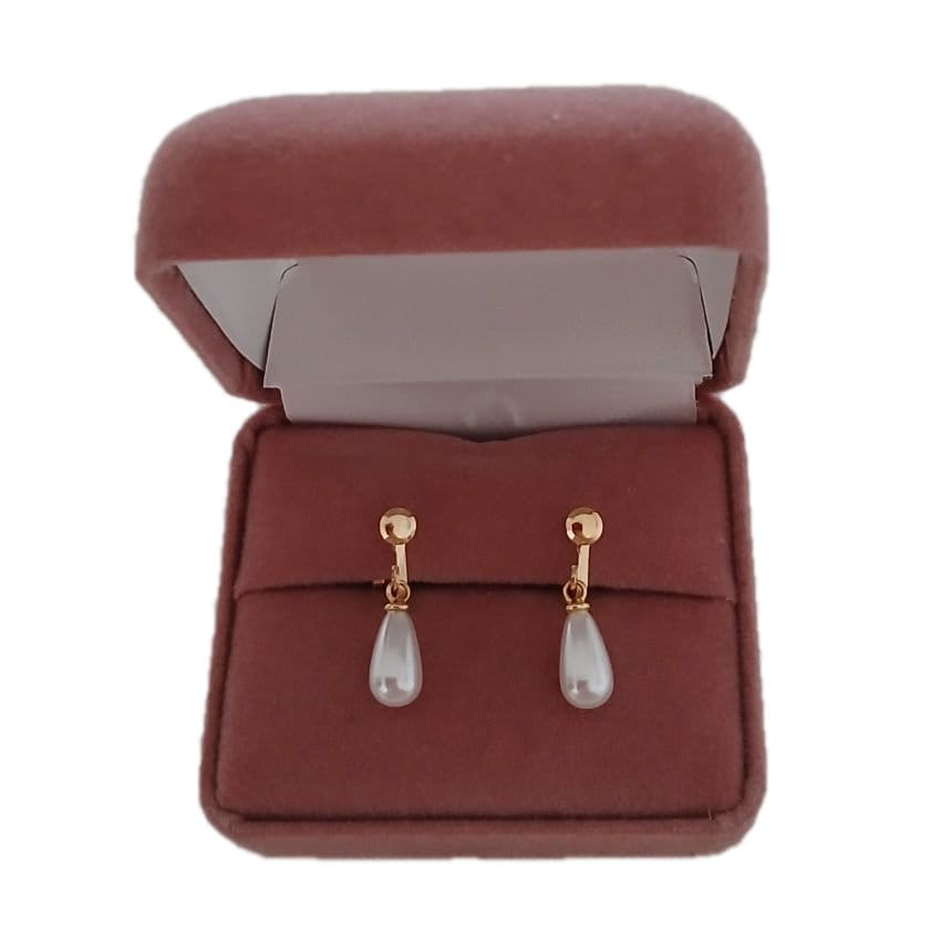Gils Rose Gold Teardrop Pearl Clip On Earrings(2)