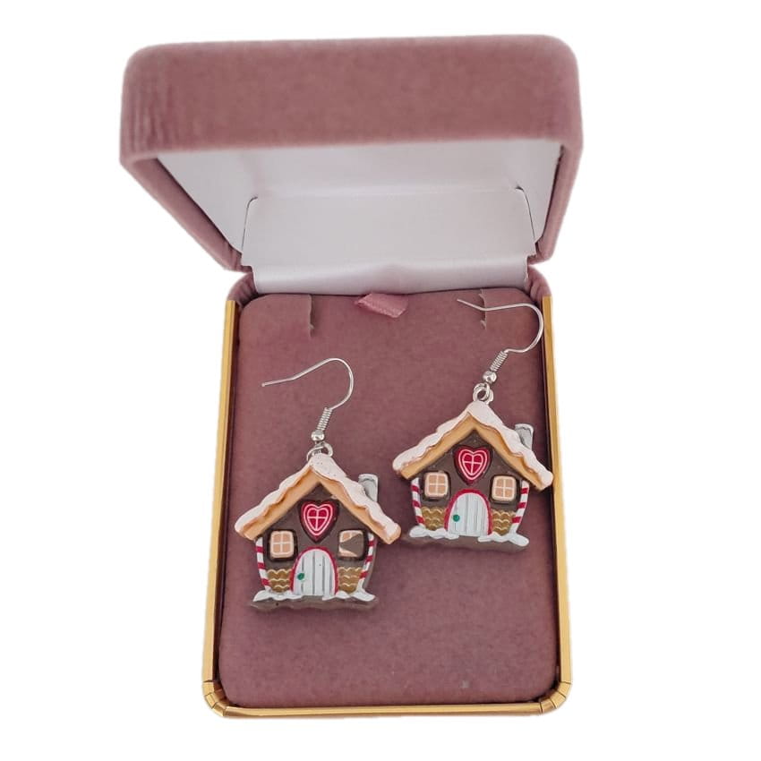Gingerbread House Christmas Earrings(2)