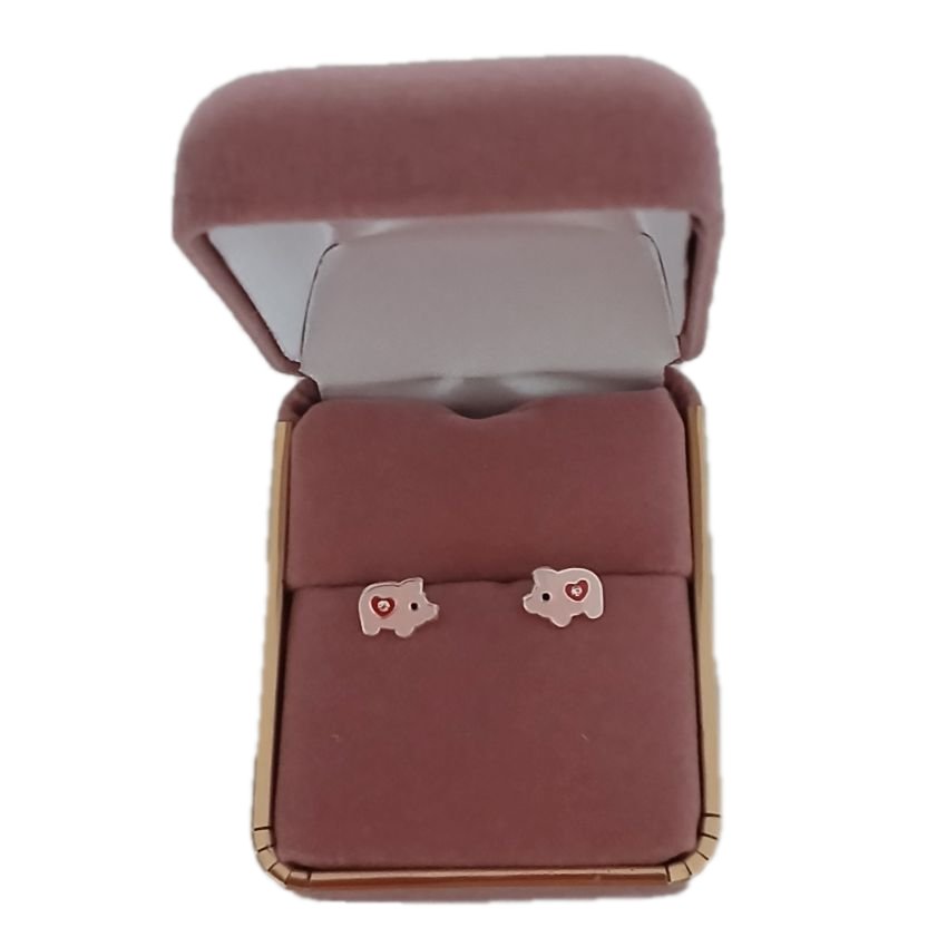 Girl Sterling Silver Pig Earrings(2)