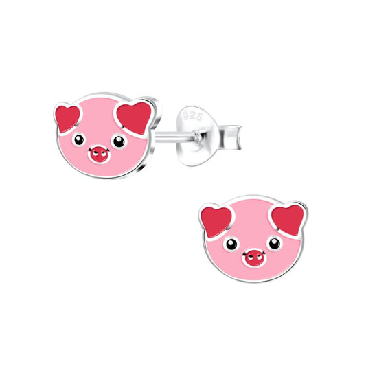 Girl Sterling Silver Pig Earrings