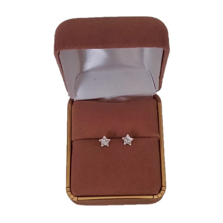 Girls CZ Sterling Silver Star Earrings