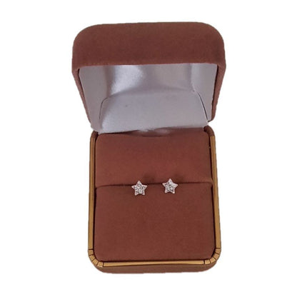Girls CZ Sterling Silver Star Earrings