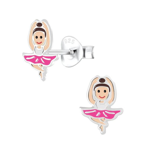 Girls Dancer Sterling Silver Earrings