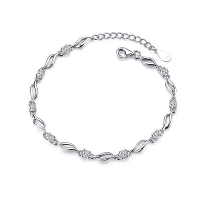 Girls Diamante Stone Silver Bracelet