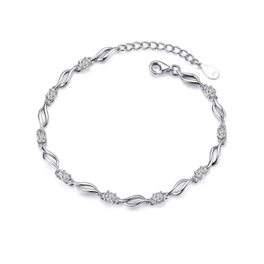 Girls Diamante Stone Silver Bracelet