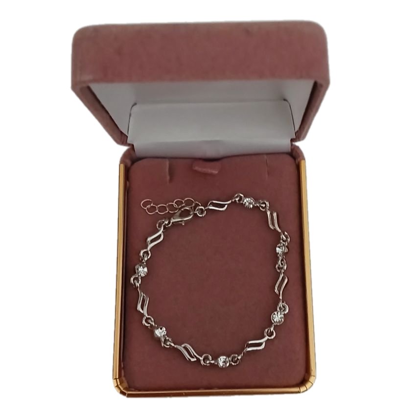 Girls Diamante Stone Silver Bracelet(2)