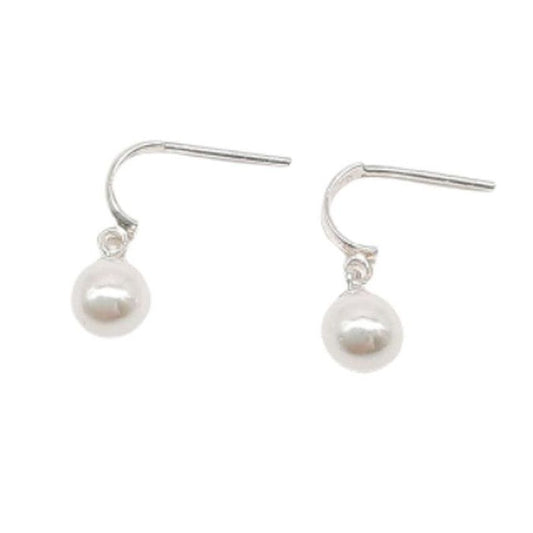 Girls Slight Drop Sterling Silver Pearl Communion Earrings