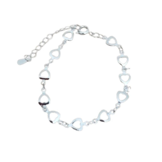 Girls Small Heart Links Silver Bracelet