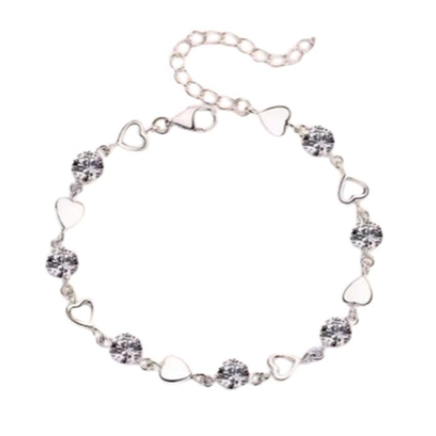 Girls Small Heart Links Silver Bracelet