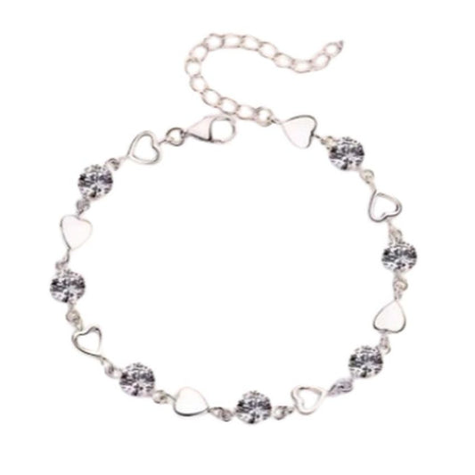 Girls Small Heart Links Silver Bracelet