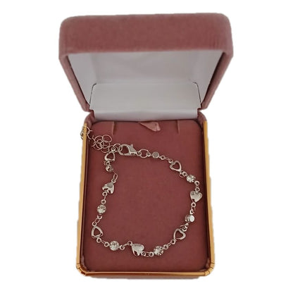 Girls Small Heart Links Silver Bracelet(2)