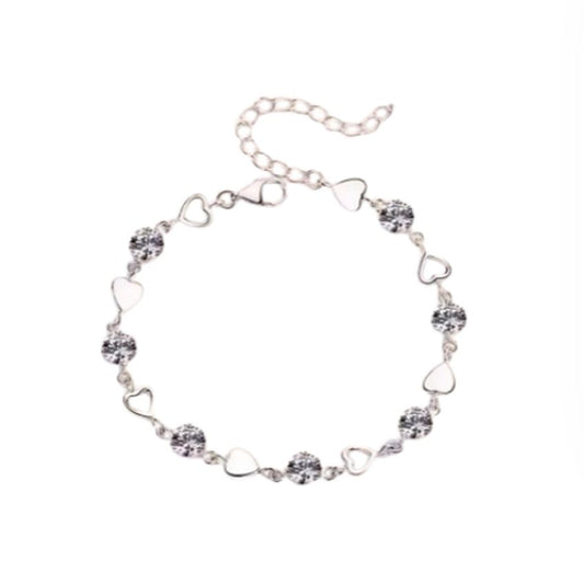 Girls Small Heart Links Silver Bracelet