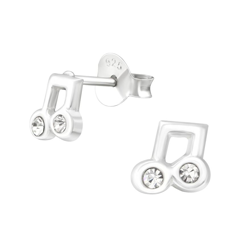 Girls Small Sterling Silver Musical Note Earrings