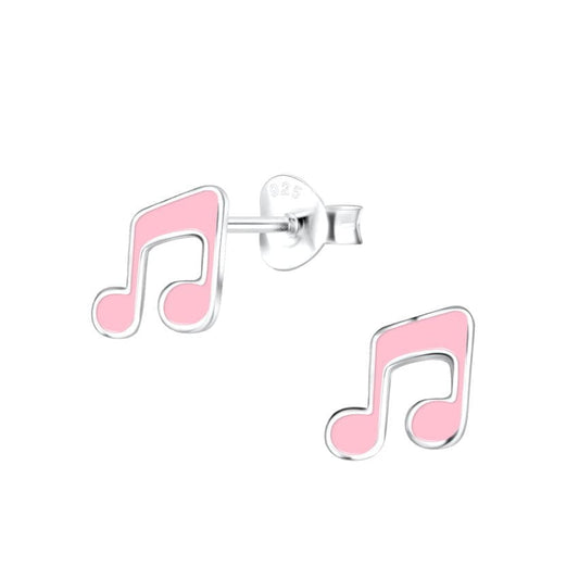 Girls Small Sterling Silver Musical Note Earrings