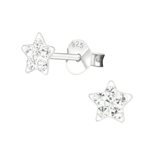 Girls Small Sterling Silver Star Earrings