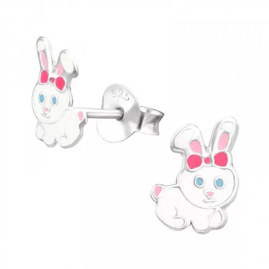 Girls Sterling Silver Bunny Rabbit Earrings