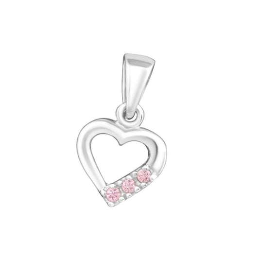 Girls Sterling Silver CZ Heart Pendant