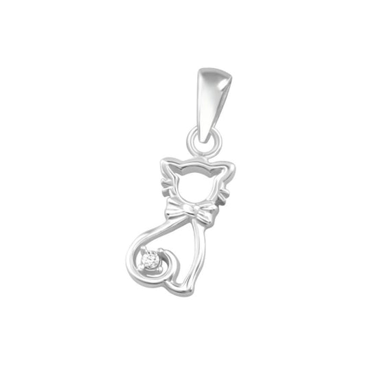 Girls Sterling Silver Cat Pendant