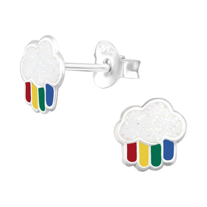 Girls Sterling Silver Cloud Stud Earrings